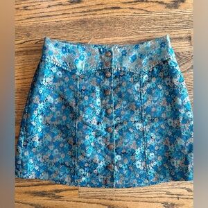 Urban Outfitters western Blue Floral Mini Skirt size medium
